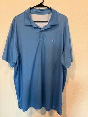 Vineyard Vines Light Blue Micro-Pattern Performance Polo